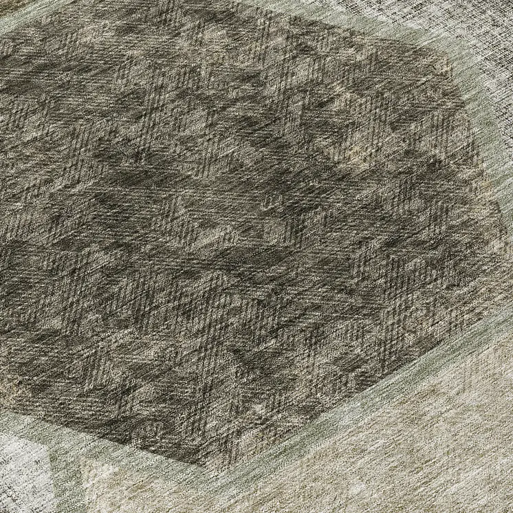 10' X 14' Taupe Beige And Chocolate Geometric Washable Indoor Outdoor Area Rug