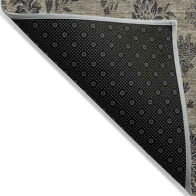 8' X 10' Brown Beige And Chocolate Floral Washable Indoor Outdoor Area Rug
