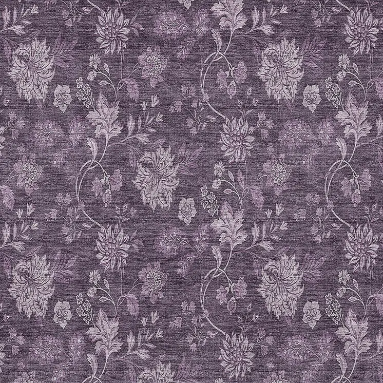 8' X 10' Plum Purple And Lavender Floral Washable Indoor Outdoor Area Rug
