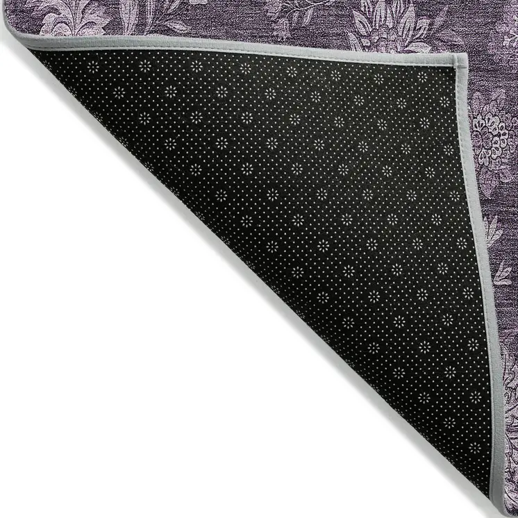 10' X 14' Plum Purple And Lavender Floral Washable Indoor Outdoor Area Rug