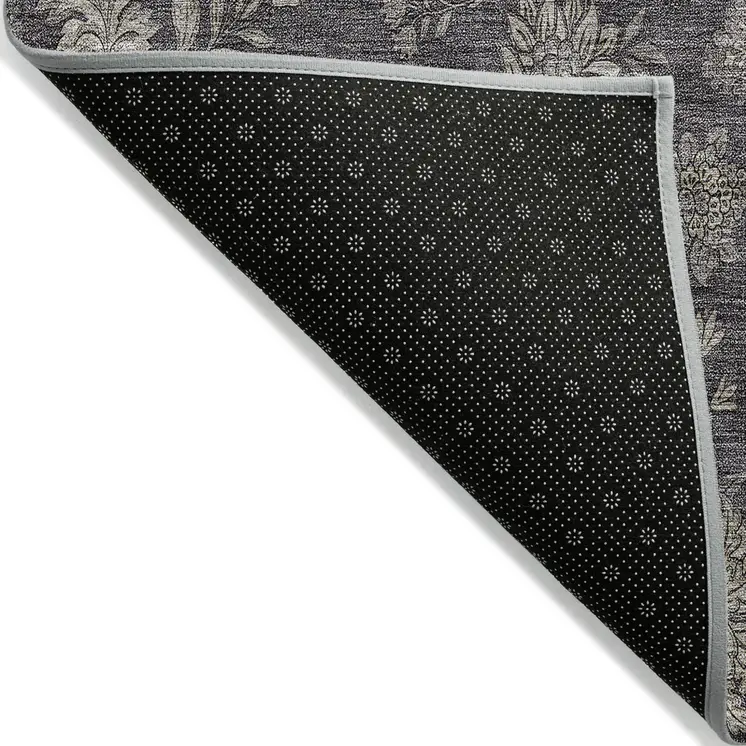 9' X 12' Taupe And Beige Floral Washable Indoor Outdoor Area Rug