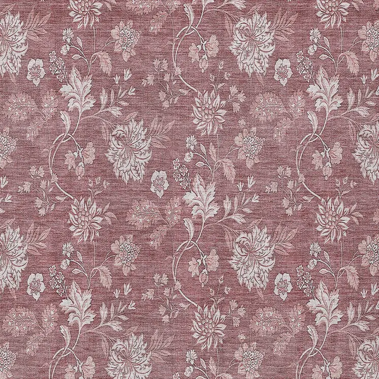 5' X 8' Blush Pink And Mauve Floral Washable Indoor Outdoor Area Rug
