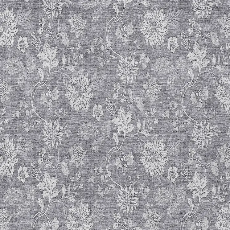 5' X 8' Gray Silver And Ivory Floral Washable Indoor Outdoor Area Rug