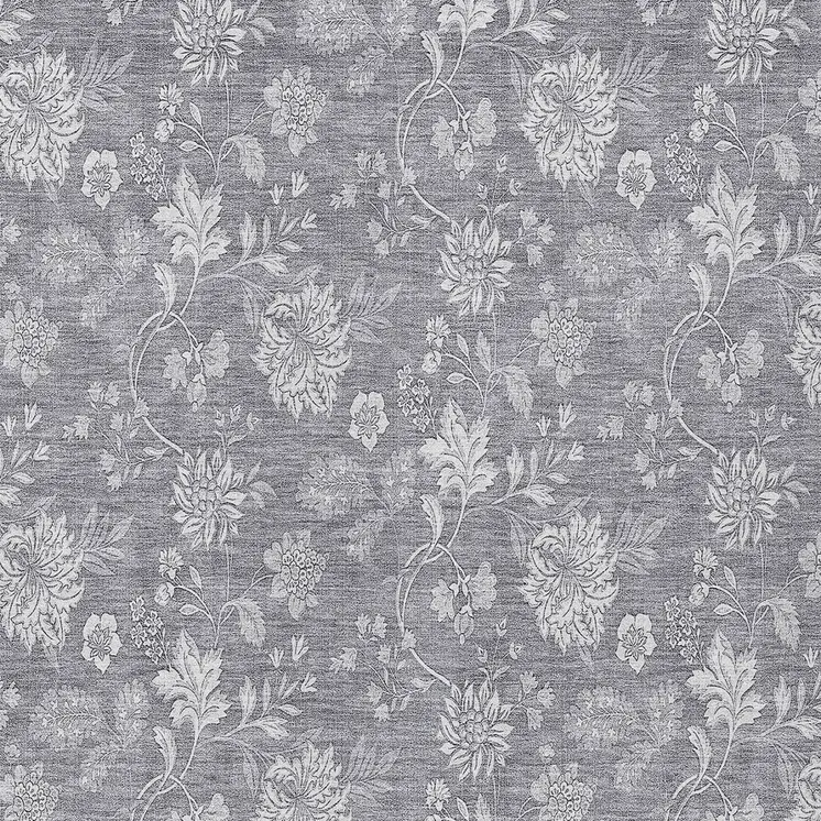 9' X 12' Gray Silver And Ivory Floral Washable Indoor Outdoor Area Rug