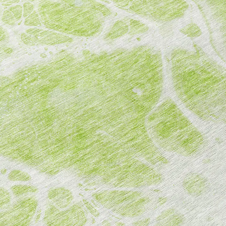 8' Artichoke Green And Ivory Round Nautical Washable Indoor Outdoor Area Rug