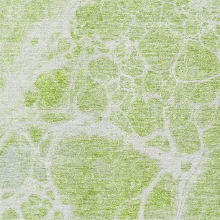 9' X 12' Artichoke Green And Ivory Nautical Washable Indoor Outdoor Area Rug