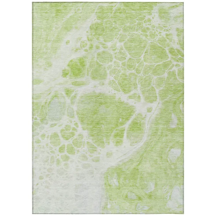 10' X 14' Artichoke Green And Ivory Nautical Washable Indoor Outdoor Area Rug