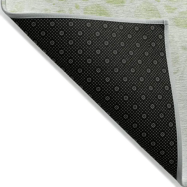 10' X 14' Artichoke Green And Ivory Nautical Washable Indoor Outdoor Area Rug