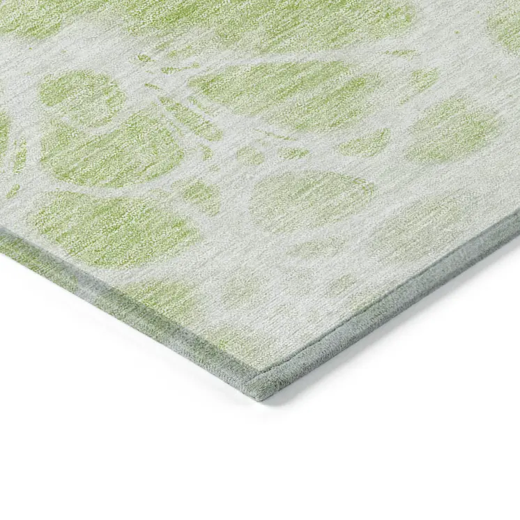 10' X 14' Artichoke Green And Ivory Nautical Washable Indoor Outdoor Area Rug