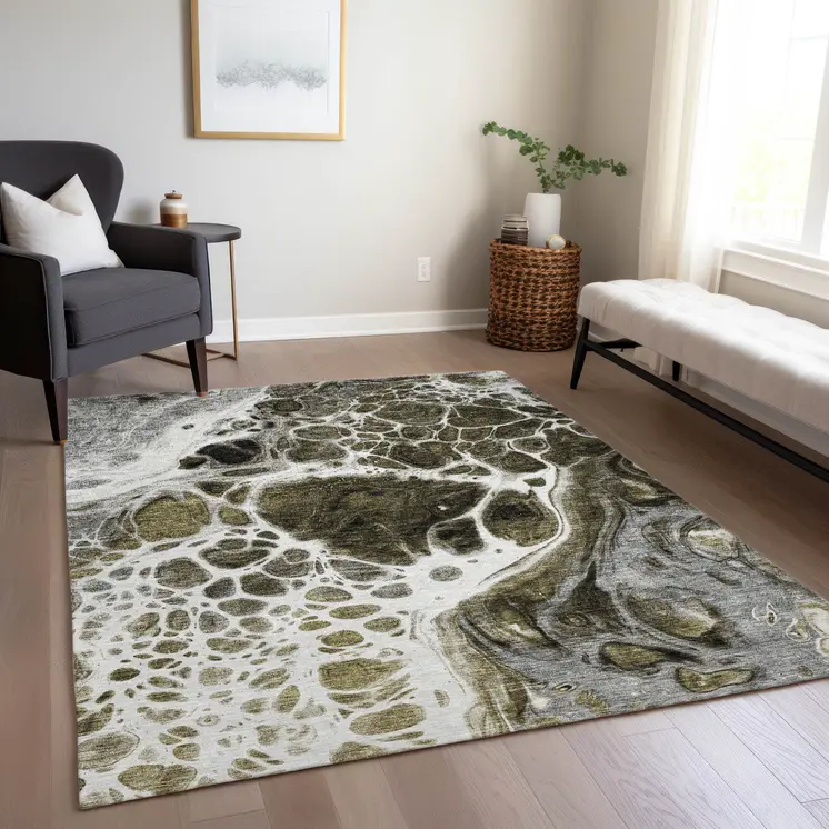 10' X 14' Chocolate Beige And Taupe Nautical Washable Indoor Outdoor Area Rug