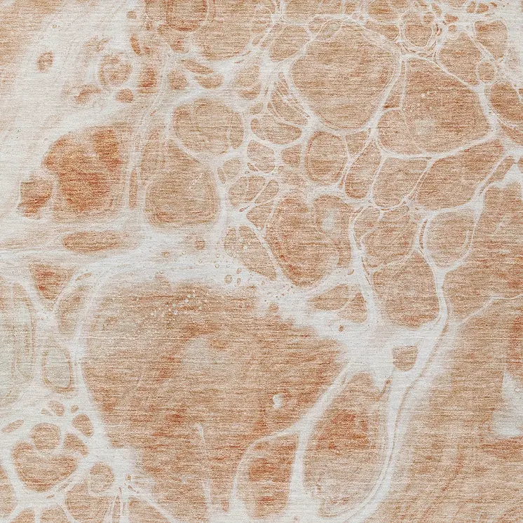 3' X 5' Copper And Ivory Nautical Washable Indoor Outdoor Area Rug