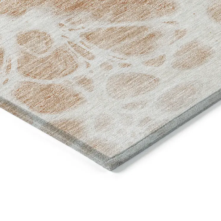 9' X 12' Copper And Ivory Nautical Washable Indoor Outdoor Area Rug