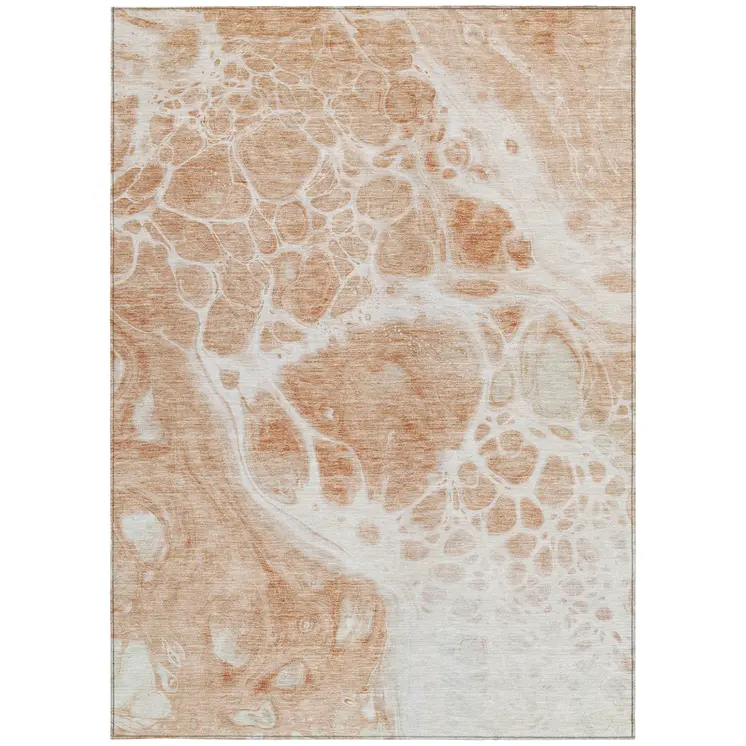 10' X 14' Copper And Ivory Nautical Washable Indoor Outdoor Area Rug