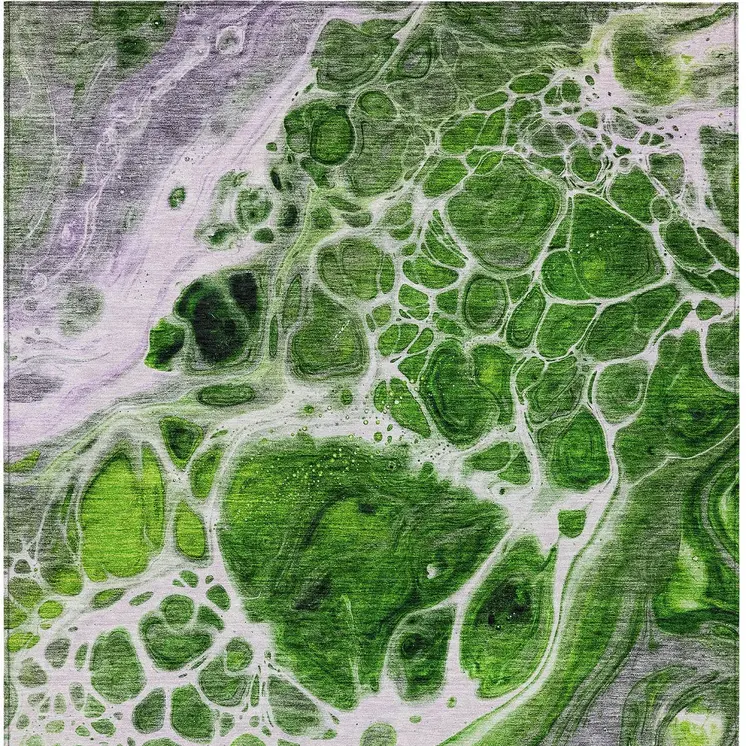 3' X 5' Lime Green And Gray Nautical Washable Indoor Outdoor Area Rug