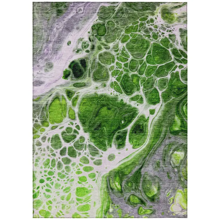 3' X 5' Lime Green And Gray Nautical Washable Indoor Outdoor Area Rug
