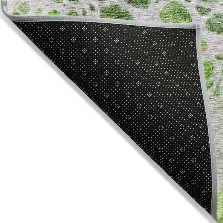 3' X 5' Lime Green And Gray Nautical Washable Indoor Outdoor Area Rug