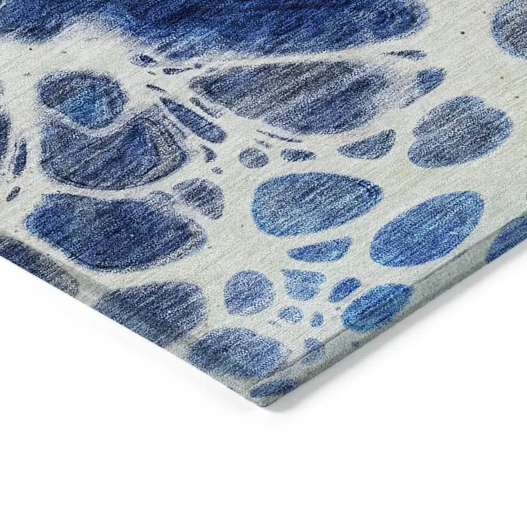 5' X 8' Navy Blue And Gray Nautical Washable Indoor Outdoor Area Rug