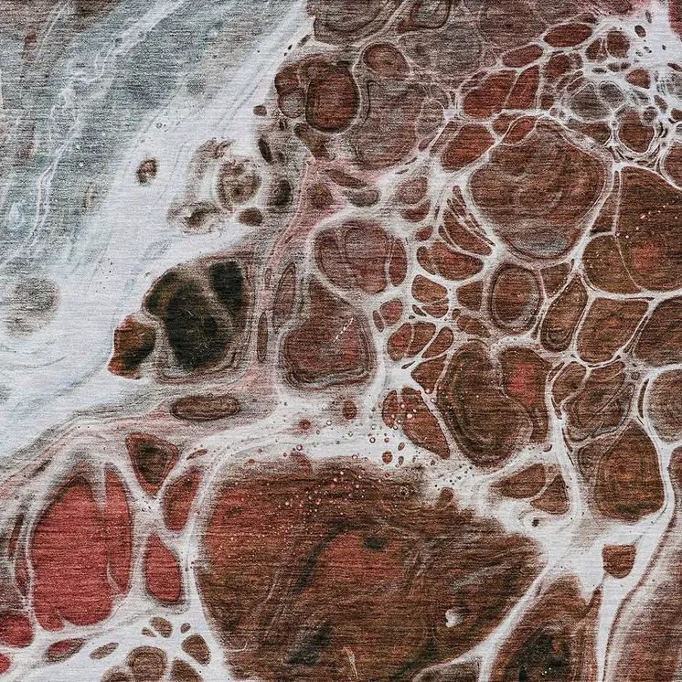 5' X 8' Red Copper And Gray Nautical Washable Indoor Outdoor Area Rug