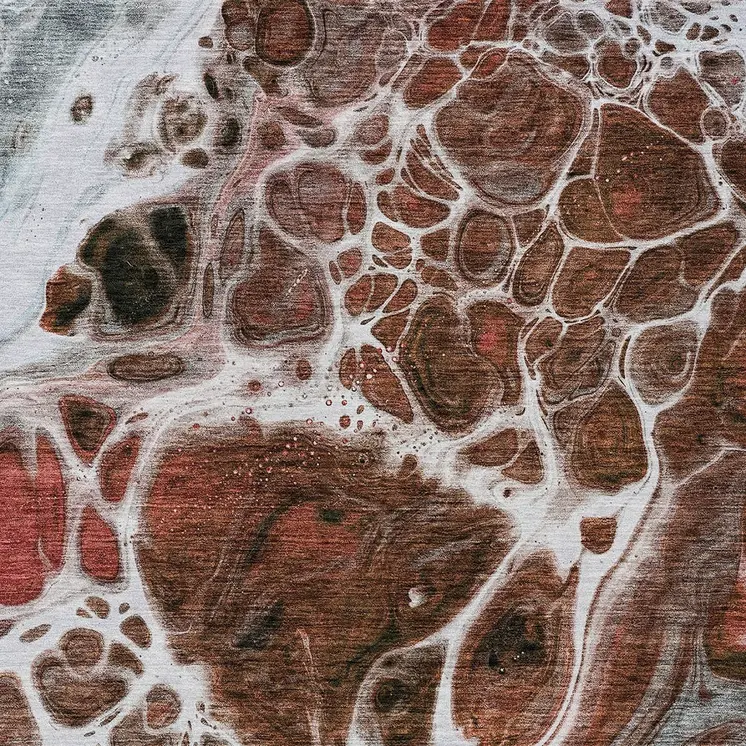 8' X 10' Red Copper And Gray Nautical Washable Indoor Outdoor Area Rug
