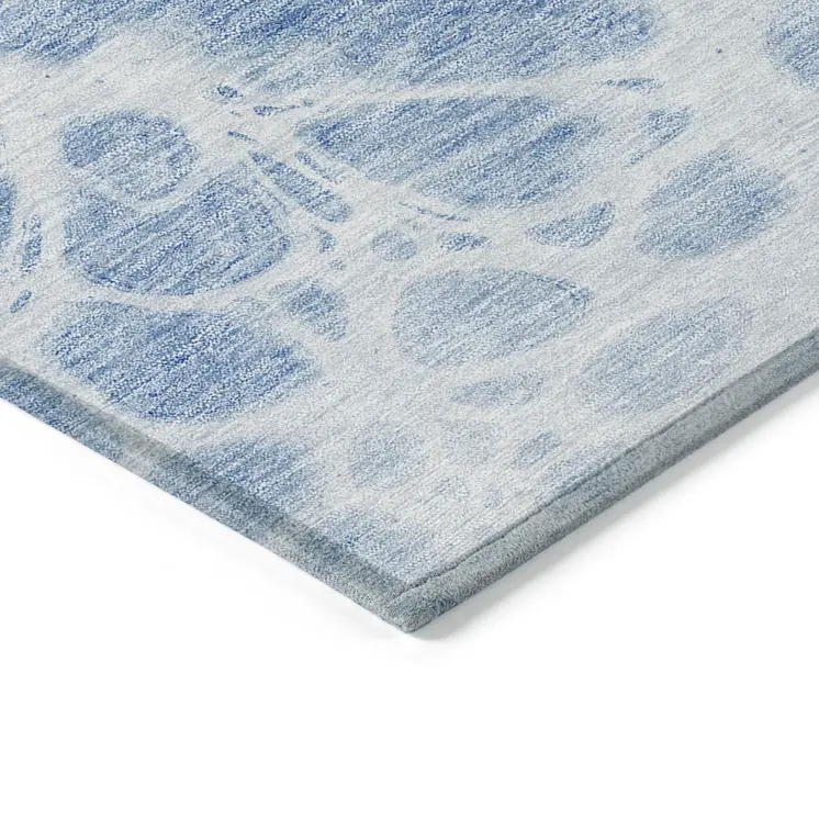 9' X 12' Sky Blue And Denim Blue Nautical Washable Indoor Outdoor Area Rug