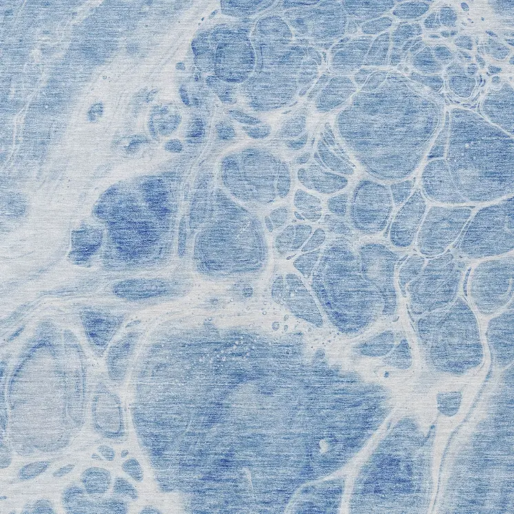 9' X 12' Sky Blue And Denim Blue Nautical Washable Indoor Outdoor Area Rug