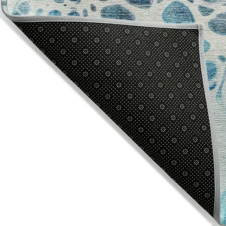 9' X 12' Teal Blue And Navy Blue Nautical Washable Indoor Outdoor Area Rug