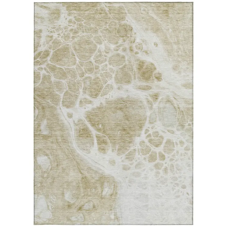 3' X 5' Taupe Beige And Ivory Nautical Washable Indoor Outdoor Area Rug