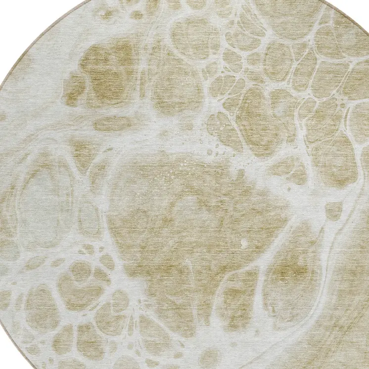 8' Taupe Beige And Ivory Round Nautical Washable Indoor Outdoor Area Rug