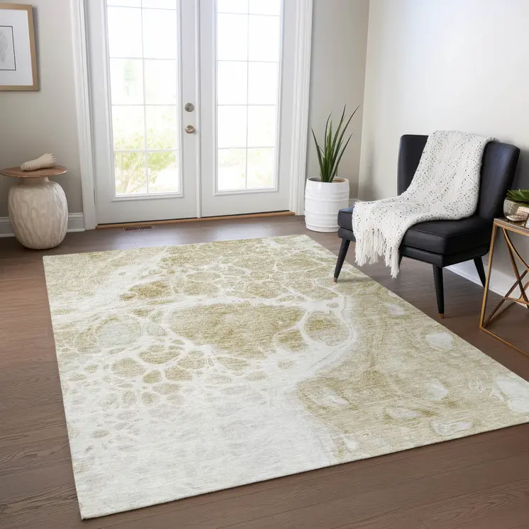 8' X 10' Taupe Beige And Ivory Nautical Washable Indoor Outdoor Area Rug