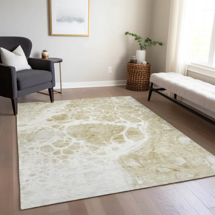 8' X 10' Taupe Beige And Ivory Nautical Washable Indoor Outdoor Area Rug