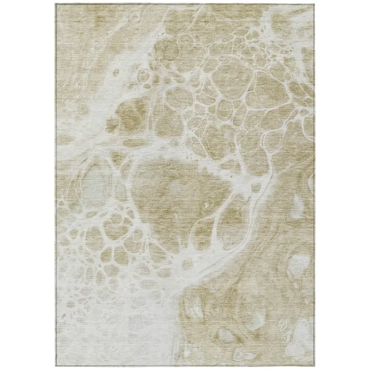 10' X 14' Taupe Beige And Ivory Nautical Washable Indoor Outdoor Area Rug