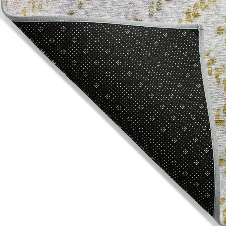 5' X 8' Pearl Ivory And Artichoke Green Geometric Washable Indoor Outdoor Area Rug
