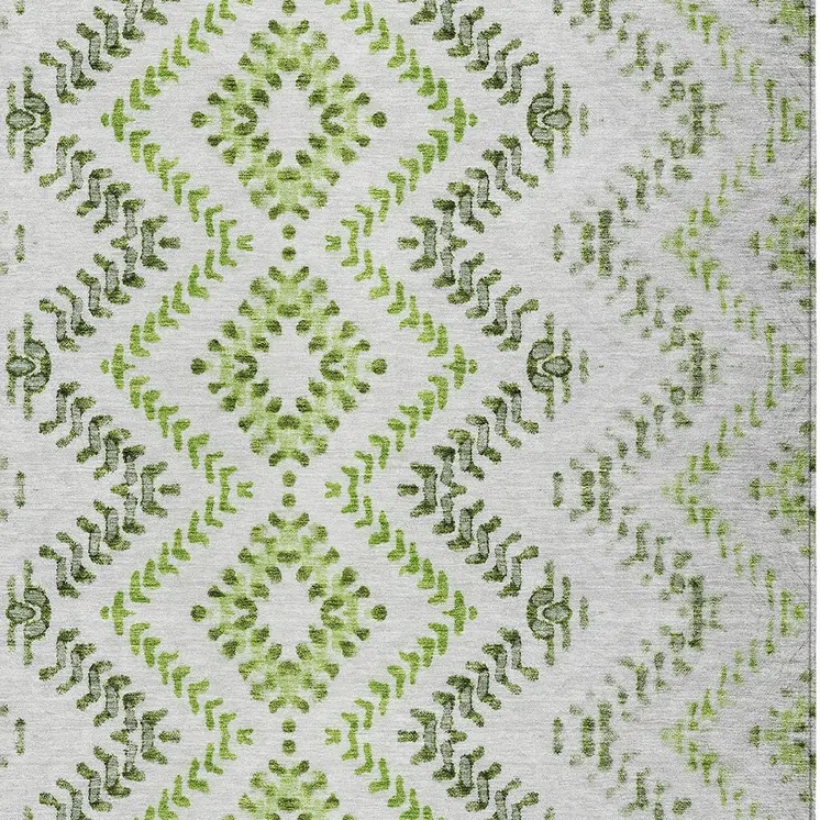 3' X 5' Green Ivory And Gray Geometric Washable Indoor Outdoor Area Rug
