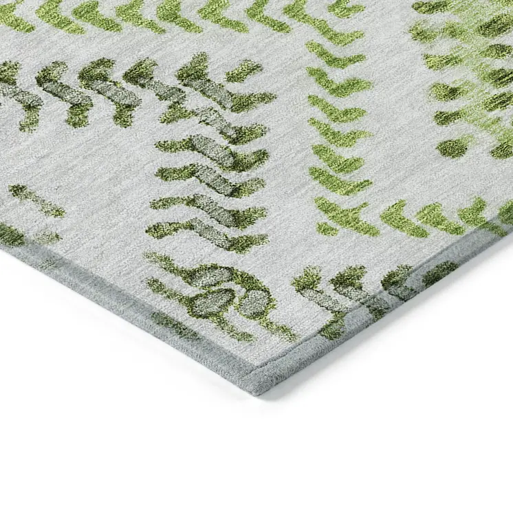 10' X 14' Green Ivory And Gray Geometric Washable Indoor Outdoor Area Rug