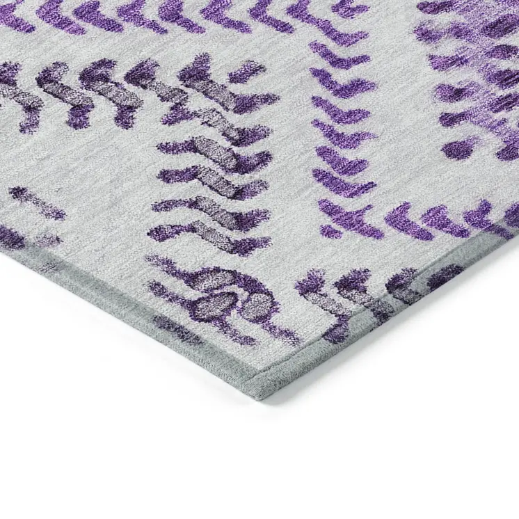 8' X 10' Purple Eggplant And Lavender Geometric Washable Indoor Outdoor Area Rug