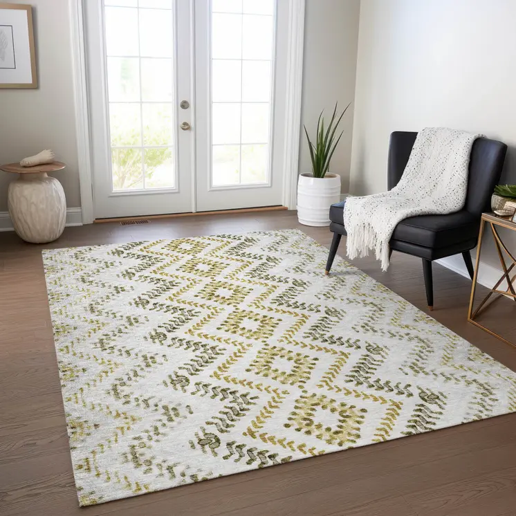 8' X 10' Taupe Brown And Ivory Geometric Washable Indoor Outdoor Area Rug