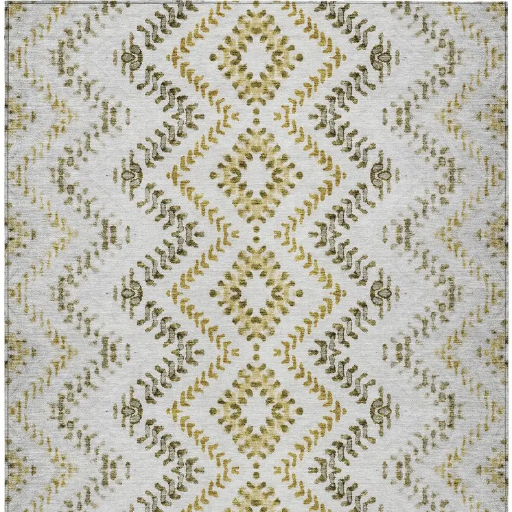 10' X 14' Taupe Brown And Ivory Geometric Washable Indoor Outdoor Area Rug