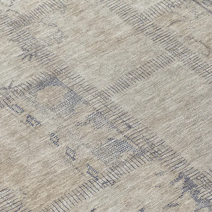 8' Beige Taupe And Brown Round Patchwork Washable Indoor Outdoor Area Rug