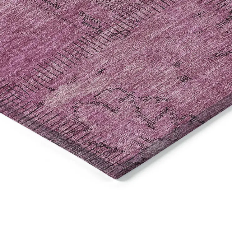 3' X 5' Blush Pink And Mauve Patchwork Washable Indoor Outdoor Area Rug