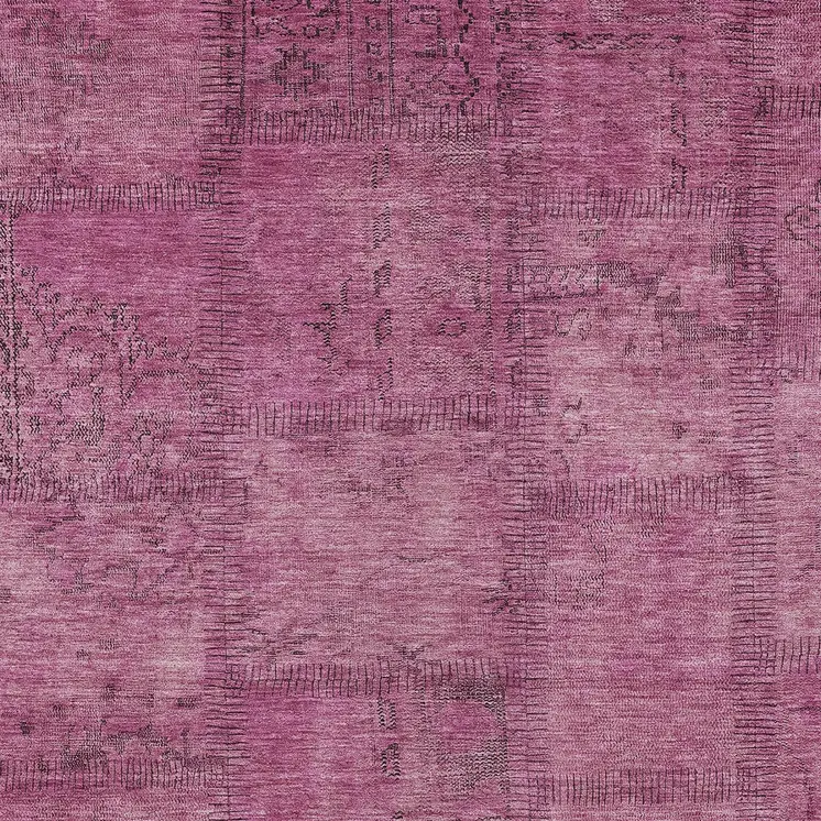 5' X 8' Blush Pink And Mauve Patchwork Washable Indoor Outdoor Area Rug