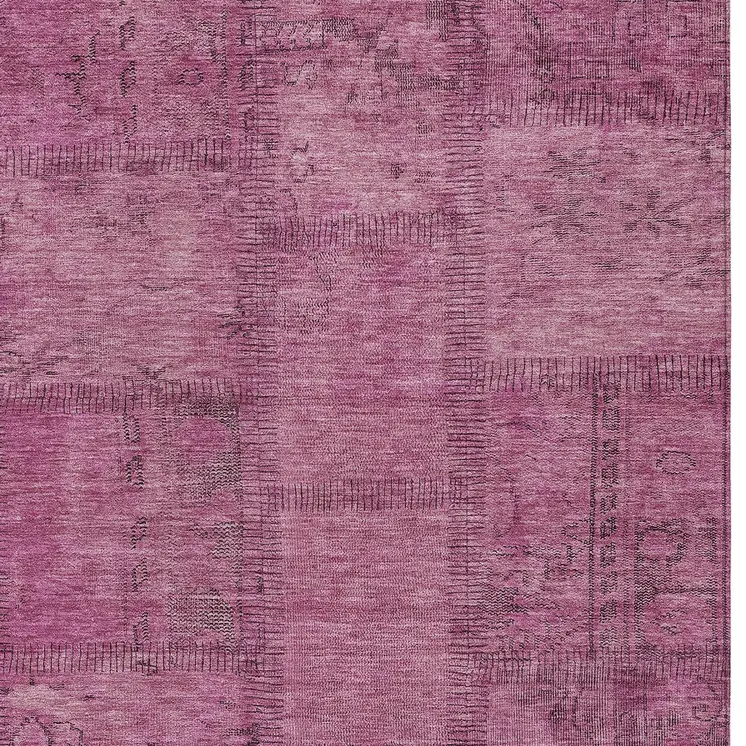 8' X 10' Blush Pink And Mauve Patchwork Washable Indoor Outdoor Area Rug