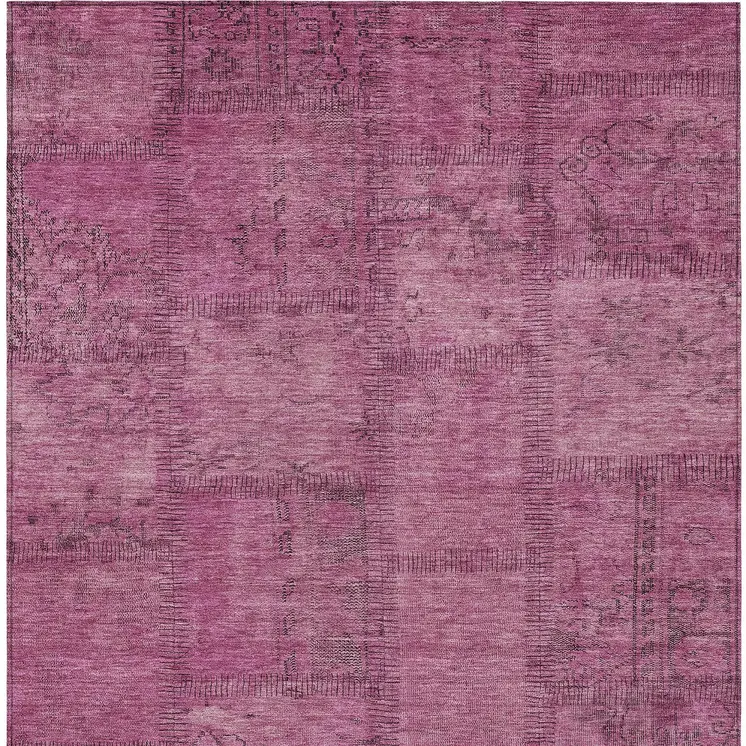 8' X 10' Blush Pink And Mauve Patchwork Washable Indoor Outdoor Area Rug