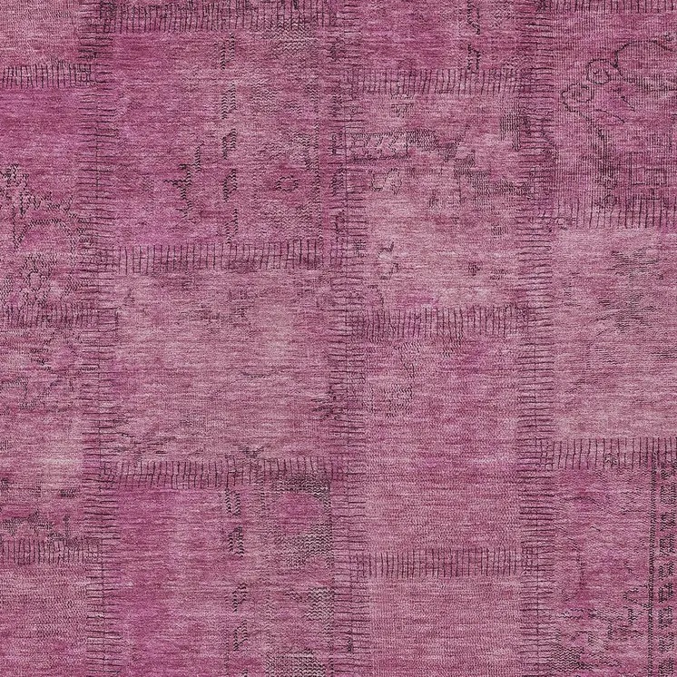 10' X 14' Blush Pink And Mauve Patchwork Washable Indoor Outdoor Area Rug