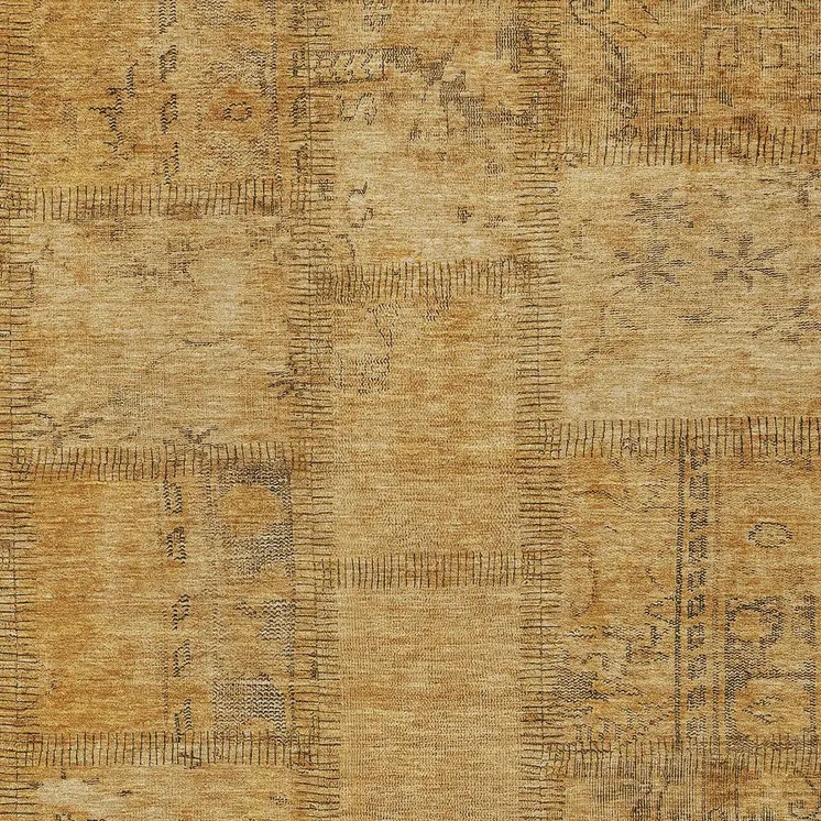 5' X 8' Peach Gray And Charcoal Patchwork Washable Indoor Outdoor Area Rug