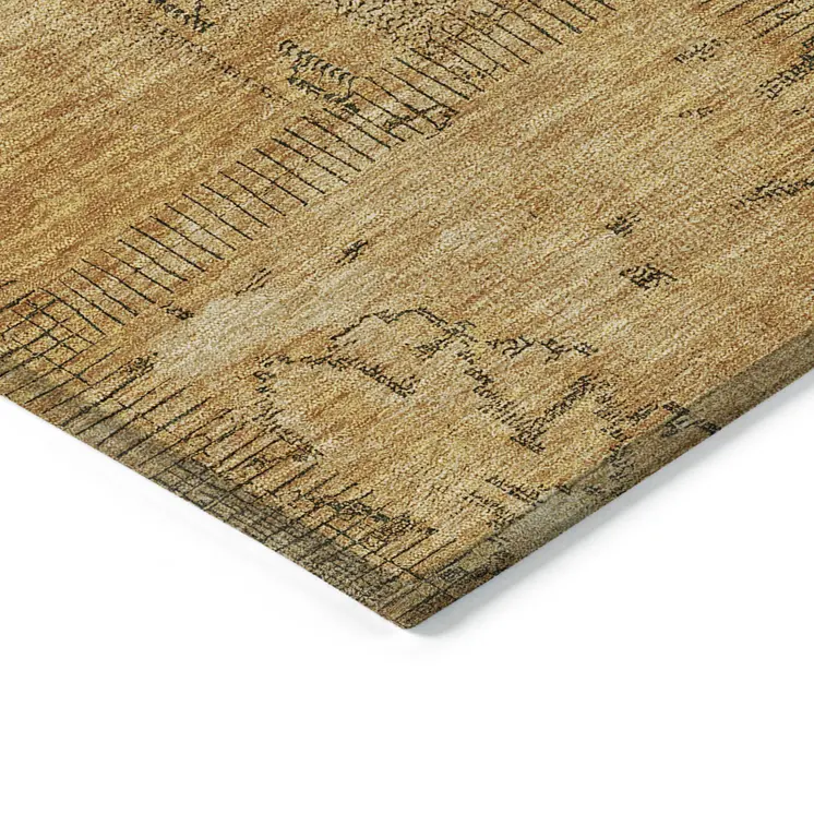 8' X 10' Peach Gray And Charcoal Patchwork Washable Indoor Outdoor Area Rug