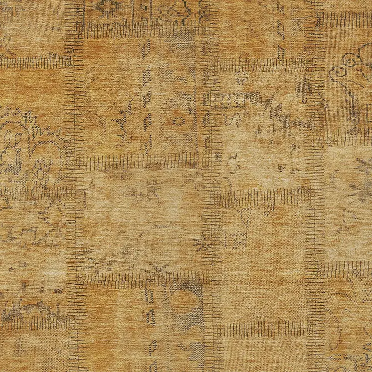 9' X 12' Peach Gray And Charcoal Patchwork Washable Indoor Outdoor Area Rug