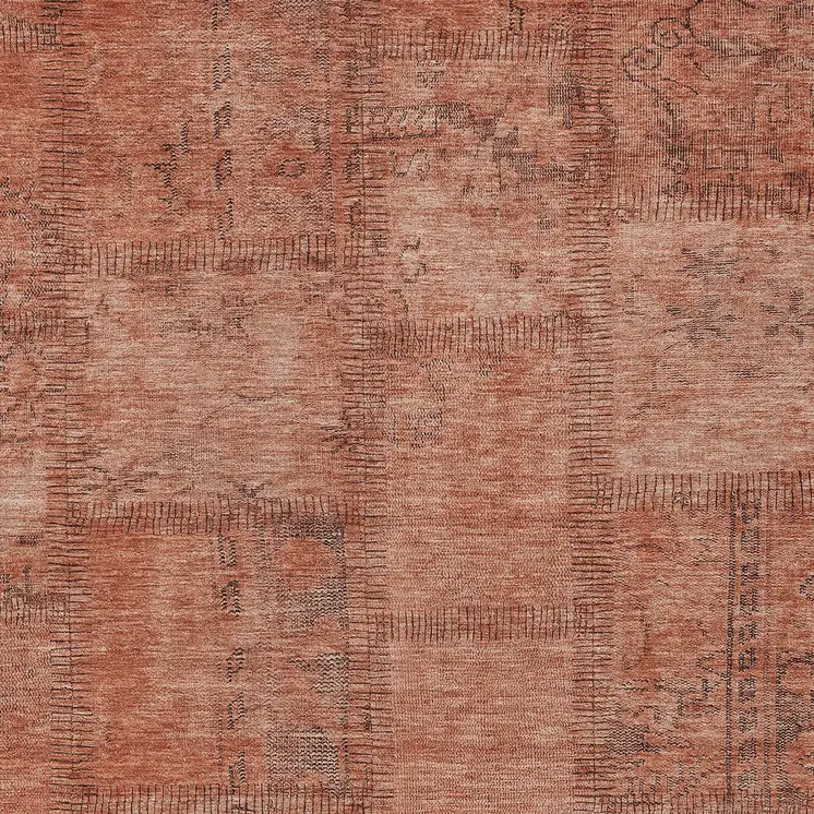 10' X 14' Salmon Copper And Gray Patchwork Washable Indoor Outdoor Area Rug