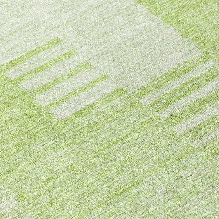 8' Artichoke Green And Mint Green Round Striped Washable Indoor Outdoor Area Rug