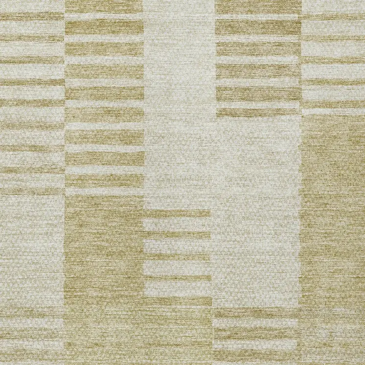 5' X 8' Beige And Ivory Striped Washable Indoor Outdoor Area Rug