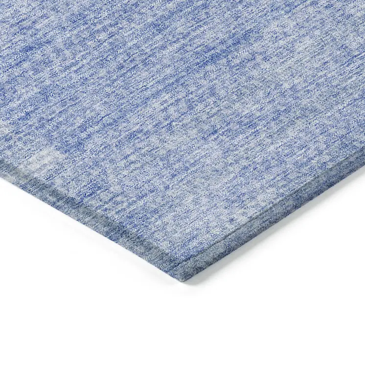 3' X 5' Sky Blue And Denim Blue Striped Washable Indoor Outdoor Area Rug